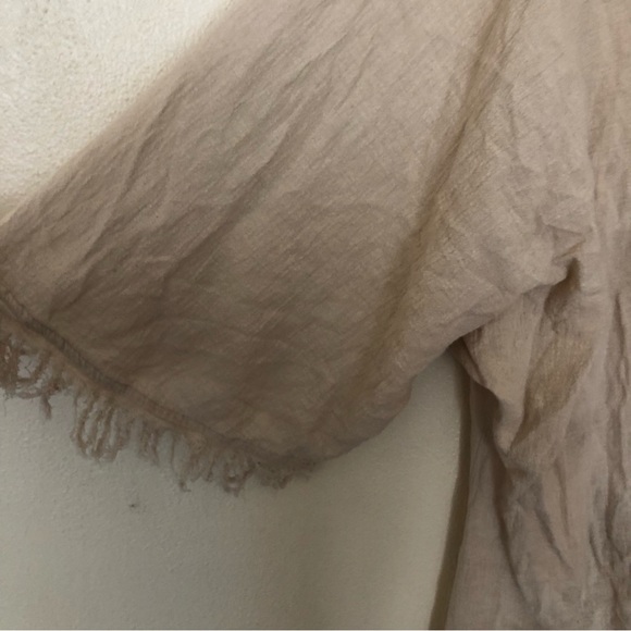 Krazy Kat Womens Size XXL Beige Coverup Kimono Robe Fringe Detail Linen Blend - Picture 4 of 9